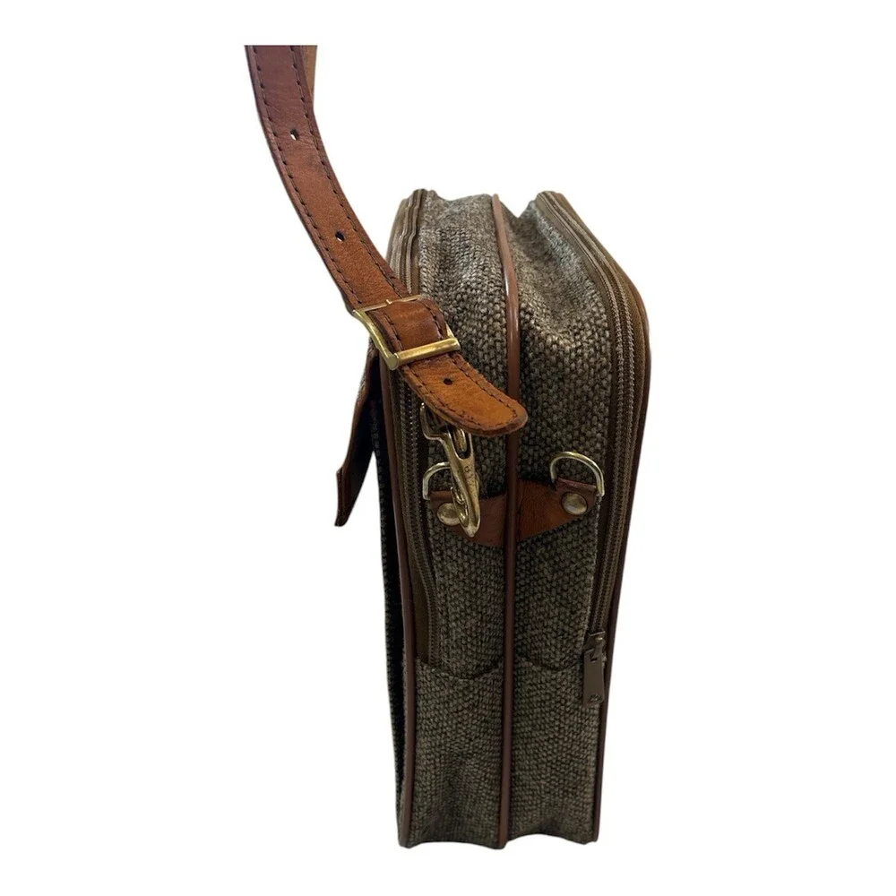 Vintage Hartmann Messenger Bag Leather and Tweed Buckle Shoulder Strap
